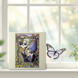 Blonde Fairy Floral Purple Ceramic Tile