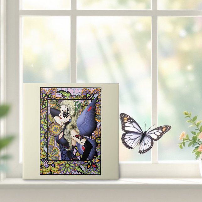 Blonde Fairy Floral Purple Ceramic Tile (Creator Uploaded)