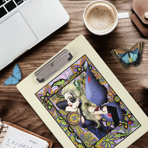 Blonde Fairy Floral Purple Clipboard