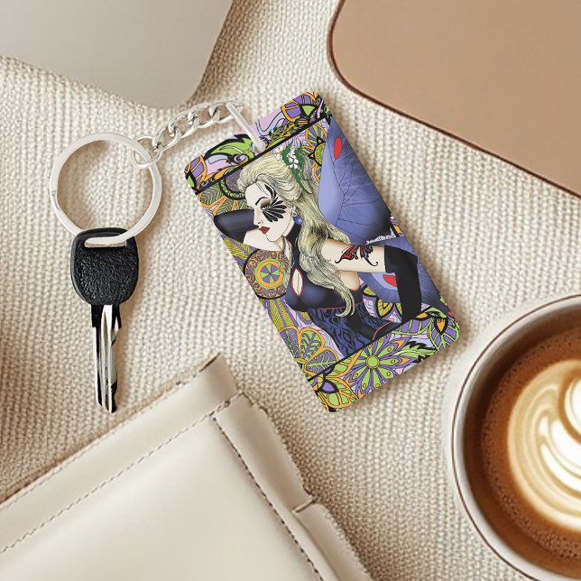 Blonde Fairy Floral Purple Key Ring (Creator Uploaded)