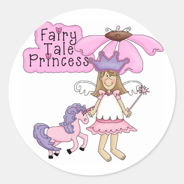 Blonde Fairy Tale Princess Classic Round Sticker (Front)