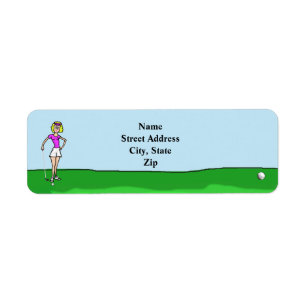 Blonde Female Golfer Return Address Label