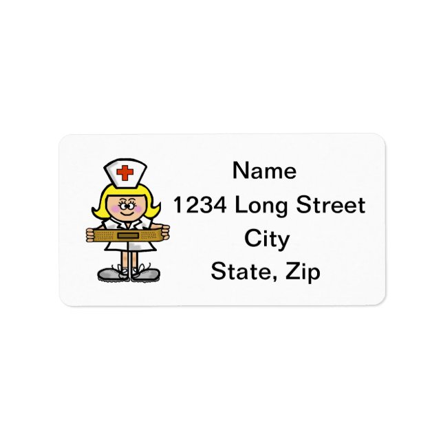 Blonde Female Nurse Address Labels (Front)