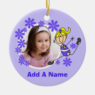 Blonde Female Stick Figure Gymnast Ornament