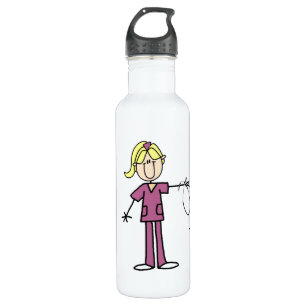 Blonde Female Stick Figure Nurse 710 Ml Water Bottle