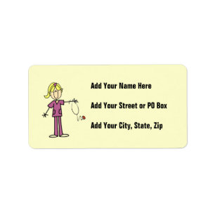Blonde Female Stick Figure Nurse Label
