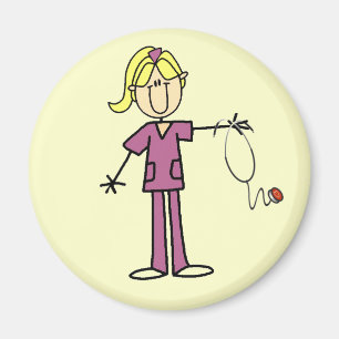 Blonde Female Stick Figure Nurse Magnet