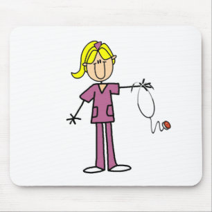 Blonde Female Stick Figure Nurse Mouse Pad