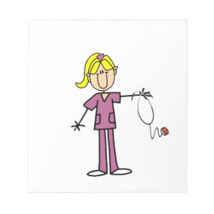 Blonde Female Stick Figure Nurse Notepad