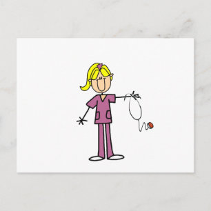 Blonde Female Stick Figure Nurse Postcard