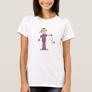 Blonde Female Stick Figure Nurse T-shirts