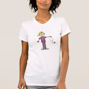 Blonde Female Stick Figure Nurse T-shirts