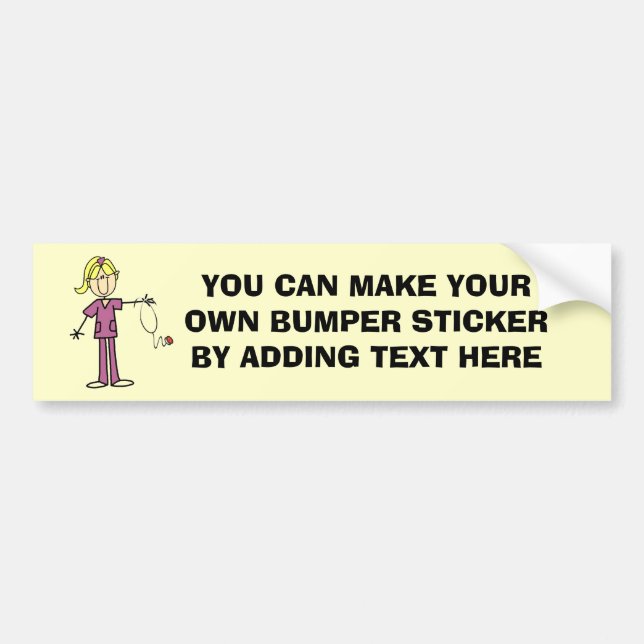 Blonde Female Stick Figure Nurse T-shirts Bumper Sticker (Front)