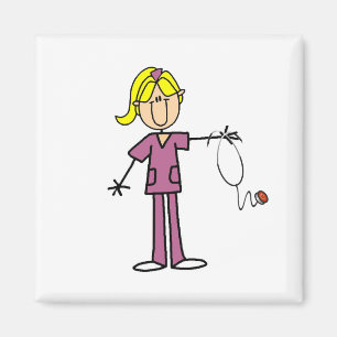 Blonde Female Stick Figure Nurse T-shirts Magnet