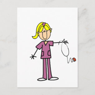 Blonde Female Stick Figure Nurse T-shirts Postcard