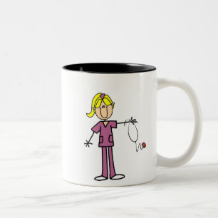 Blonde Female Stick Figure Nurse T-shirts Two-Tone Coffee Mug