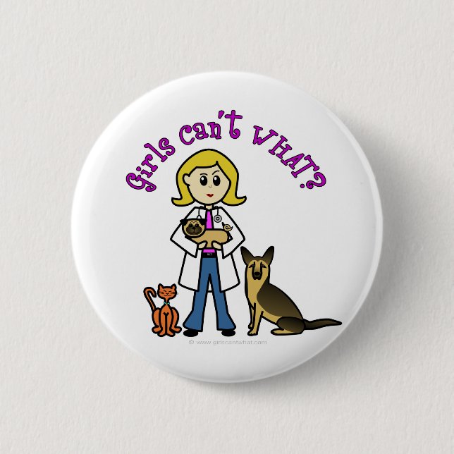 Blonde Female Veterinarian 6 Cm Round Badge (Front)