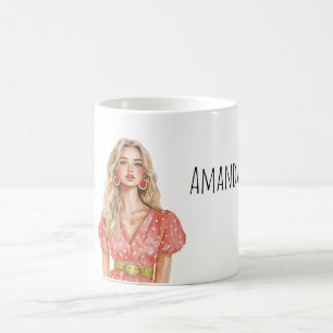 Blonde Female Watermelon Earrings Coffee Mug