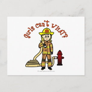 Blonde Firefighter Girl Postcard