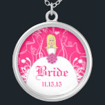 Blonde Fuchsia Wedding Bride's Necklace<br><div class="desc">Keepsake Necklaces Choose either Silver Plated Gold Finish or Sterling Silver Unique Personalised Custom !st Christmas Gift Wedding Keepsake Wedding Party Necklaces - to change background colour - click customise - click edit - choose last tool in drop down menu and choose from one of the colours shown or enter...</div>