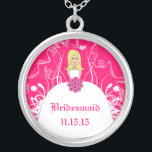 Blonde Fuchsia Wedding Bridesmaid Necklace<br><div class="desc">Bridesmaid Necklace Wedding Party Gifts Wedding Keepsake Wedding Party Necklaces - to change background colour - click customise - click edit - choose last tool in drop down menu and choose from one of the colours shown or enter your rgb hex code for your custom wedding colour- to change font...</div>