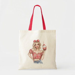Blonde Girl Americana Shake Roller Skates Tote Bag