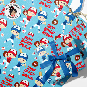 Blonde Girl Baseball Personalised Wrapping Paper