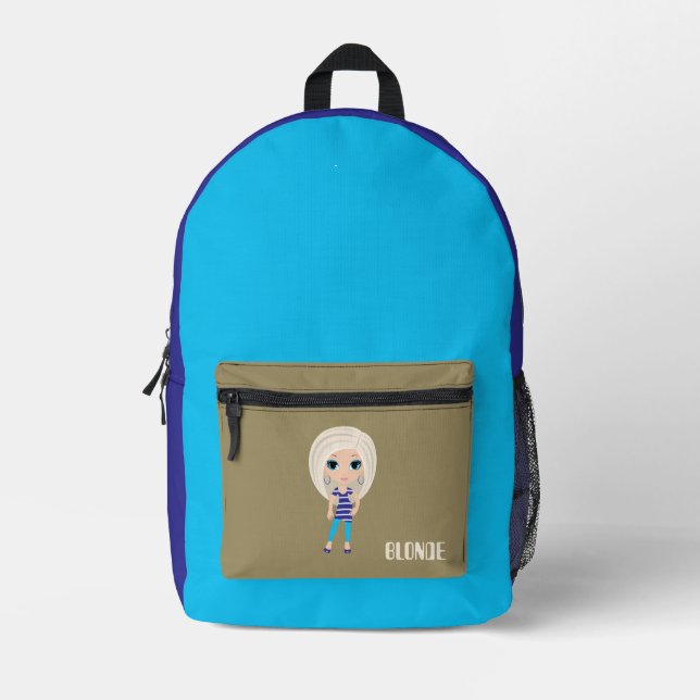 Blonde Girl Cartoon Backpack (Front)