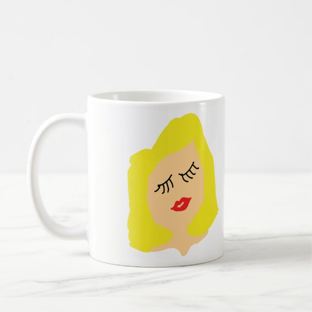 blonde girl cartoon mug (Left)
