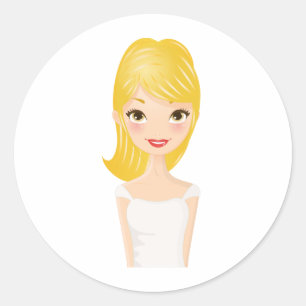 Blonde Girl Classic Round Sticker
