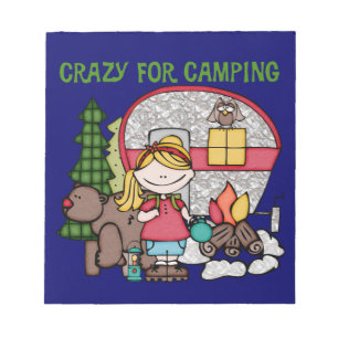 Blonde Girl Crazy For Camping Notepad