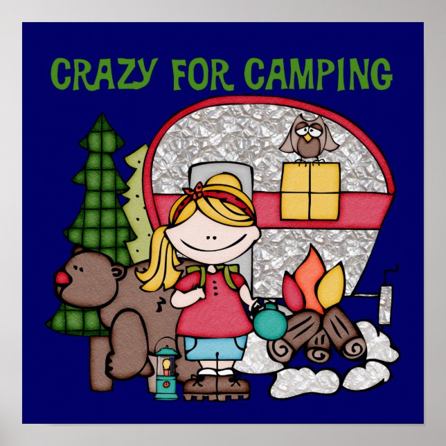 Blonde Girl Crazy For Camping Poster (Front)