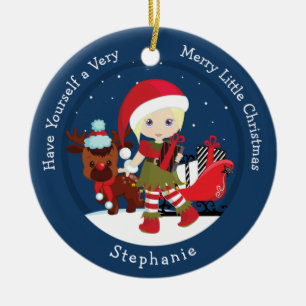 Blonde Girl Elf Ceramic Ornament