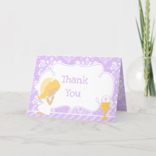 Blonde Girl First Communion  'Thank You' Thank You Card