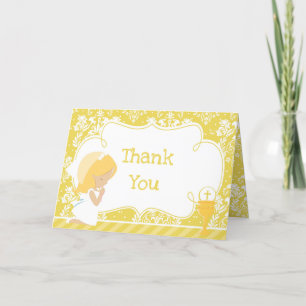 Blonde Girl First Communion  'Thank You' Thank You Card
