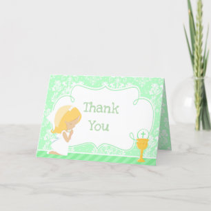 Blonde Girl First Communion  'Thank You' Thank You Card