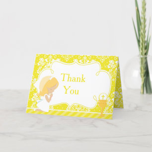 Blonde Girl First Communion  'Thank You' Thank You Card