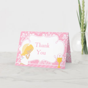 Blonde Girl First Communion  'Thank You' Thank You Card