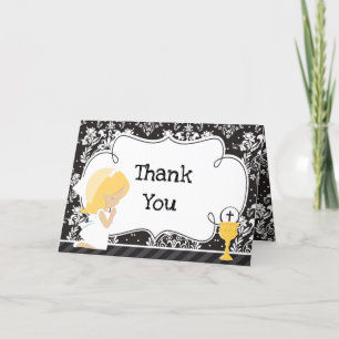 Blonde Girl First Communion  'Thank You' Thank You Card