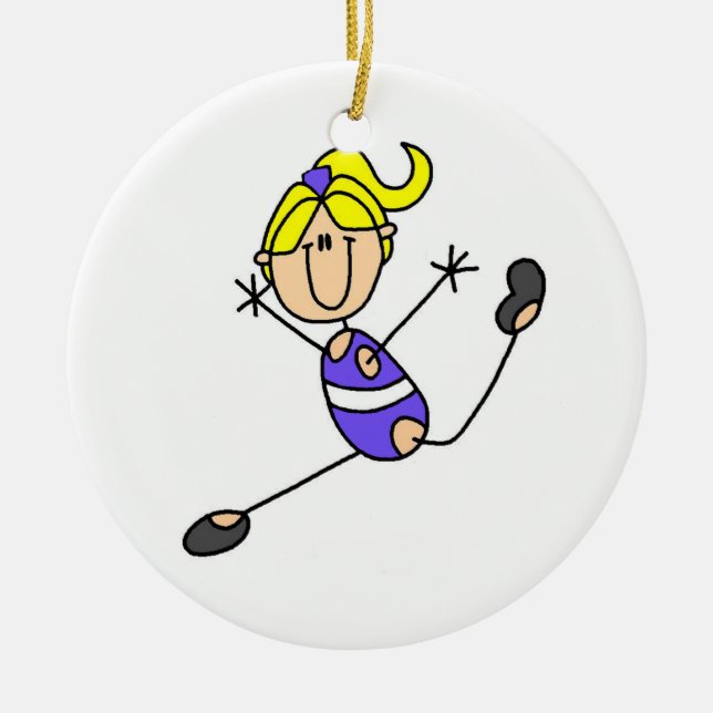 Blonde Girl Gymnast Ceramic Ornament (Front)