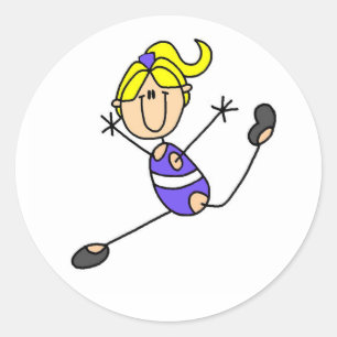 Blonde Girl Gymnast Classic Round Sticker