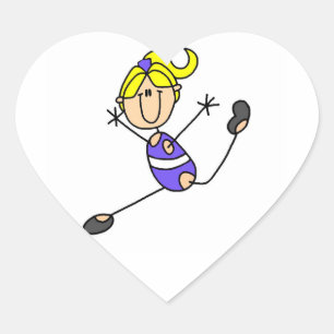Blonde Girl Gymnast Heart Sticker