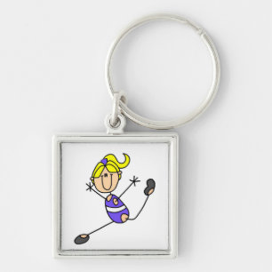 Blonde Girl Gymnast Key Ring