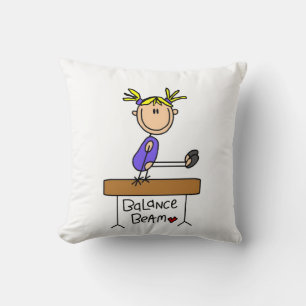 Blonde Girl Gymnast on Balance Beam Cushion