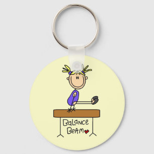 Blonde Girl Gymnast on Balance Beam Key Ring