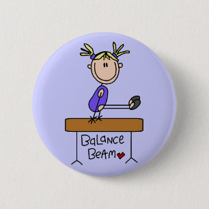 Blonde Girl Gymnast on Beam Tshirts and Gifts 6 Cm Round Badge