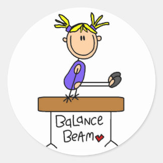 Blonde Girl Gymnast on Beam Tshirts and Gifts Classic Round Sticker