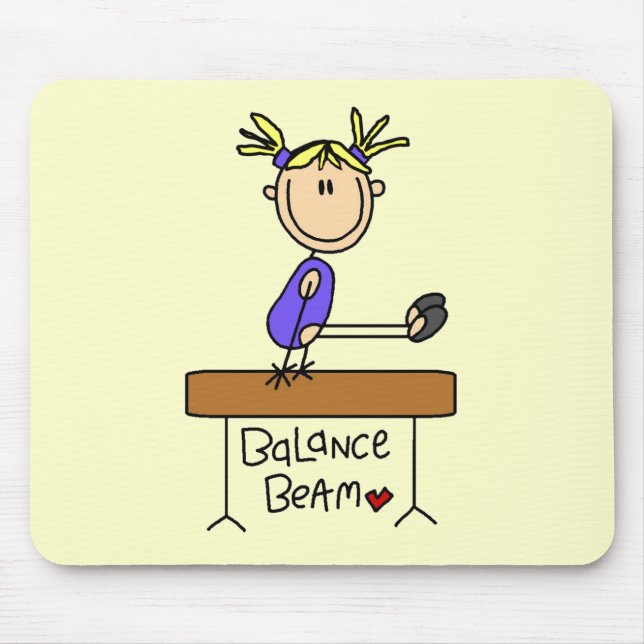 Blonde Girl Gymnast on Beam Tshirts and Gifts Mouse Pad (Front)