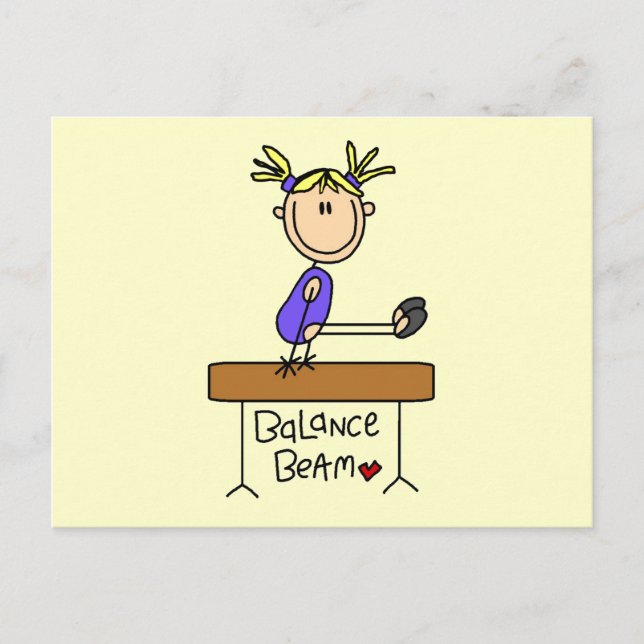 Blonde Girl Gymnast on Beam Tshirts and Gifts Postcard (Front)