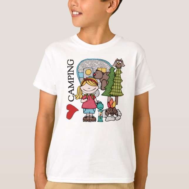 Blonde Girl I Love Camping T-Shirt (Front)